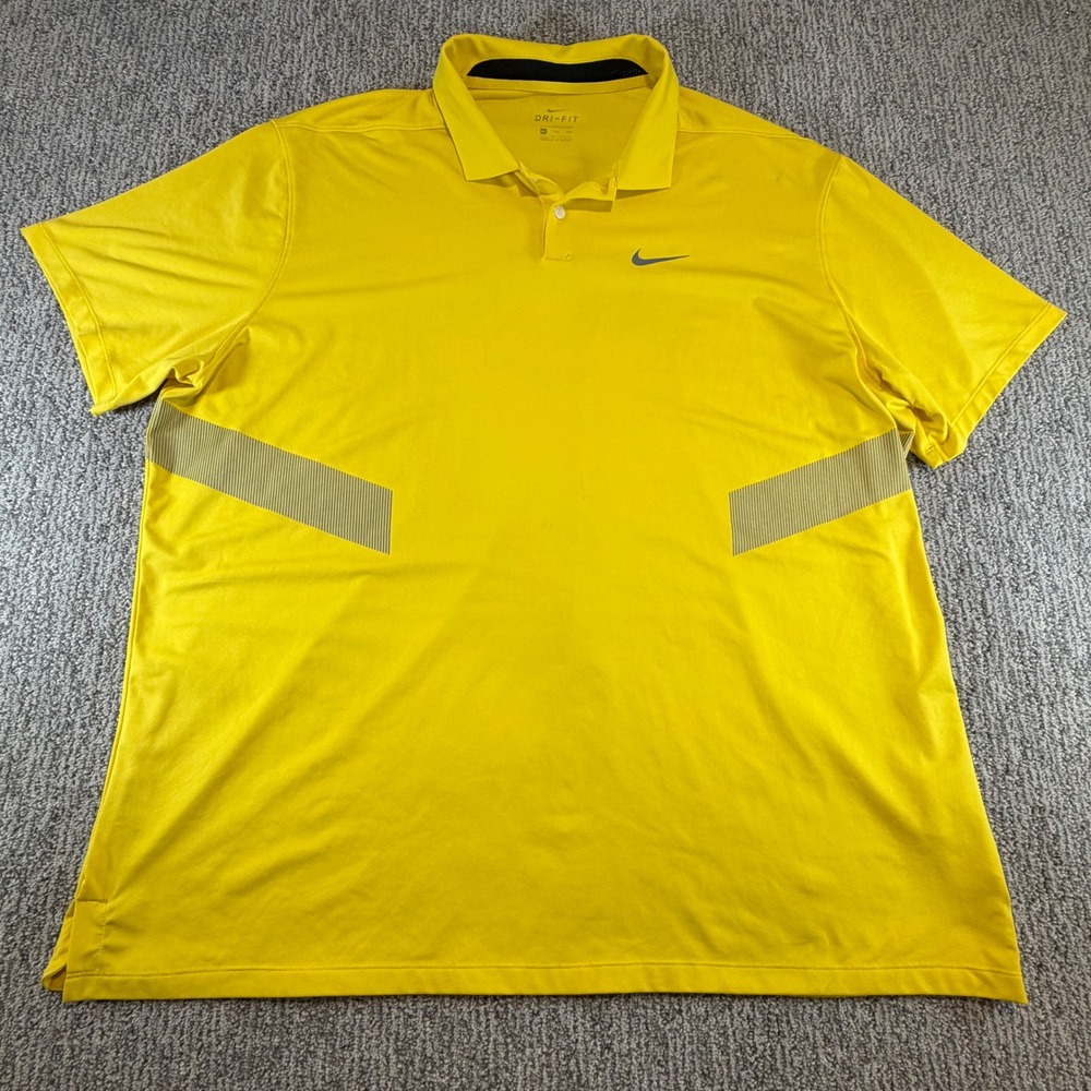 Nike Polo Shirt Mens 2XL Yellow Dri-FIT Short Sleeve Golf AV4182-703